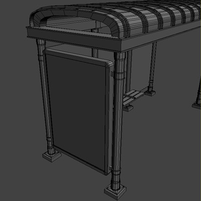 modeled polygons materials max - bus stop for street by HaNky154